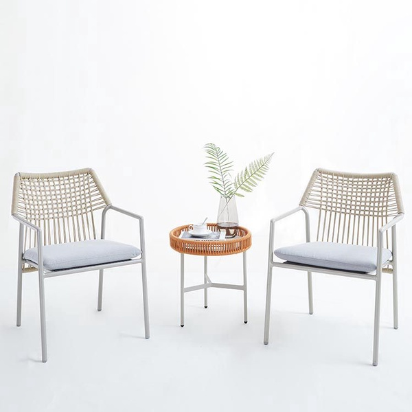 Muebles para el hogar de estilo nórdico Cuerda Mesa auxiliar de esquina de café moderna redonda pequeña 【I can-30127】
